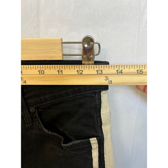 Mother Insider Crop Step Fray Guilty Racer Black Sz 28‎ Jeans Raw Hem - Picture 10 of 16